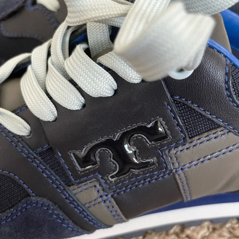 Tory Burch Tory Sport Blue Suede Trainers T Logo